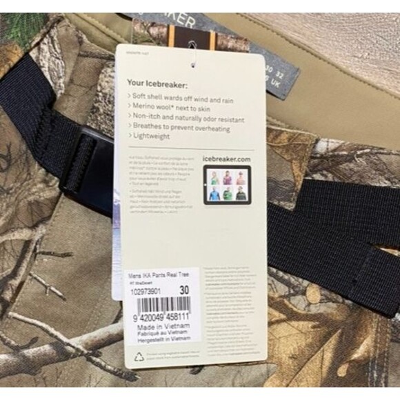 Icebreaker IKA Real Tree XTRA Mens 30X32 BELTED Wool Camo Cargo Hunting Pants - Picture 11 of 13